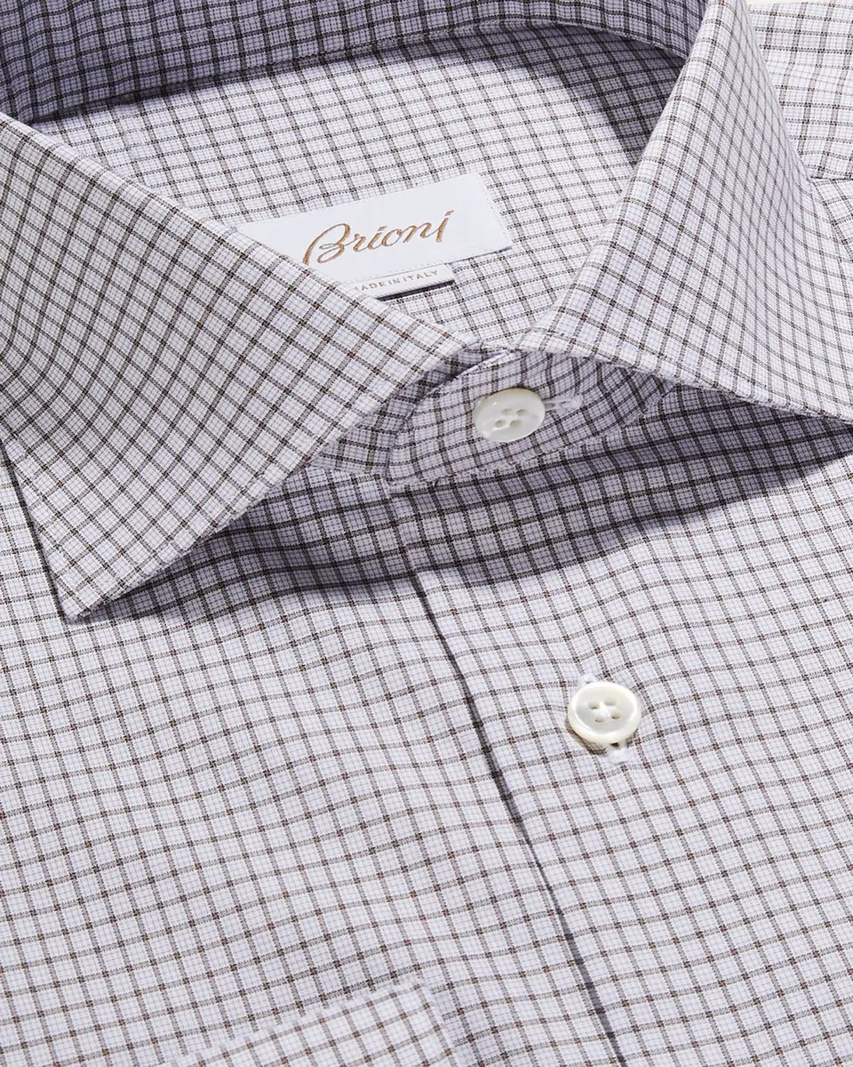 Brioni Men's Graph Check Cotton Dress Shirt | Thumbnail 3 Brioni Men's Graph Check Cotton Dress Shirt | Thumbnail 3