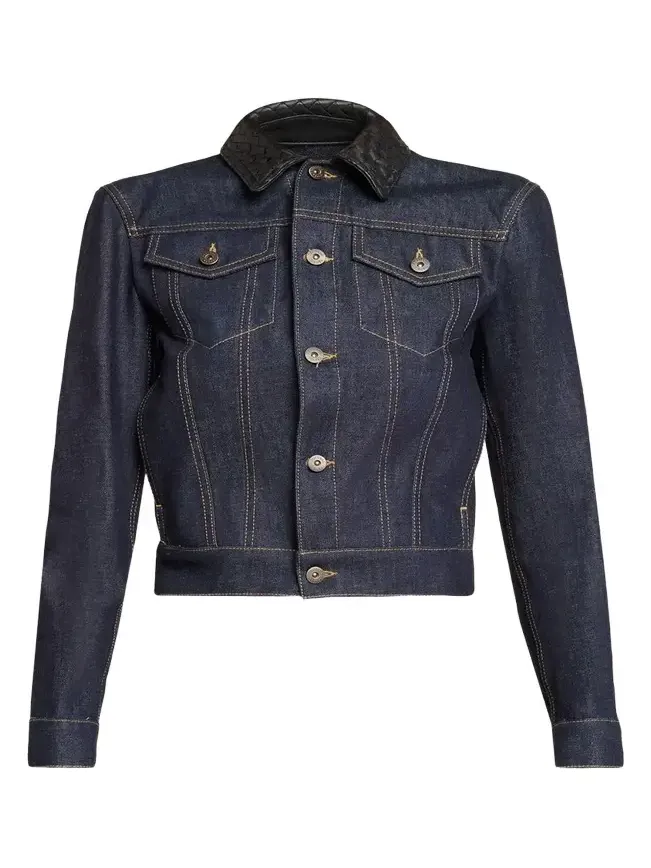 Bottega Veneta Intrecciato Collar Cotton Denim Jacket