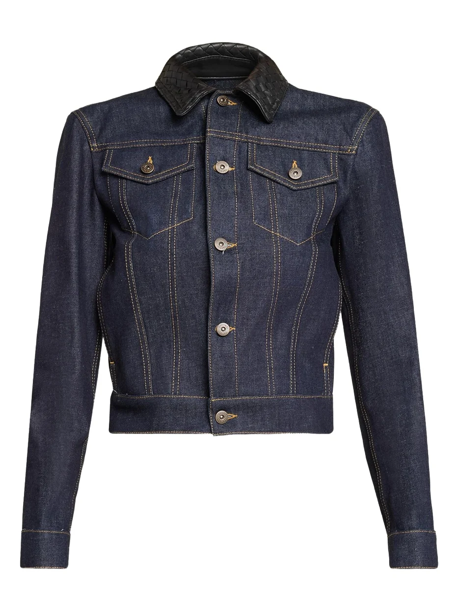 Bottega Veneta Intrecciato Collar Cotton Denim Jacket