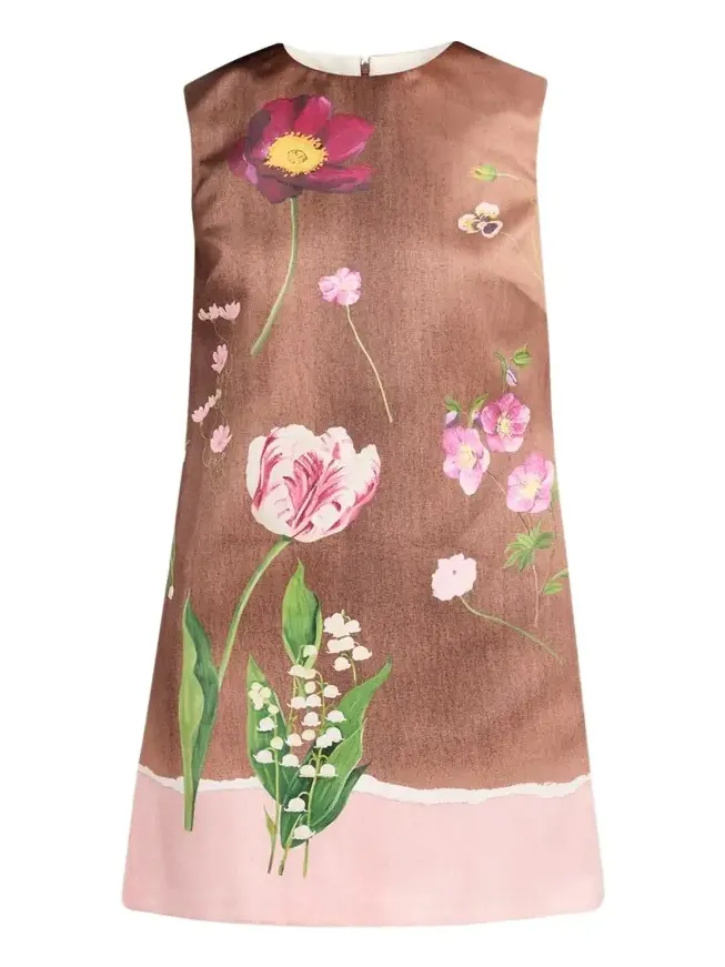 Sleeveless Mixed Botanical Mini Shift Dress Sleeveless Mixed Botanical Mini Shift Dress