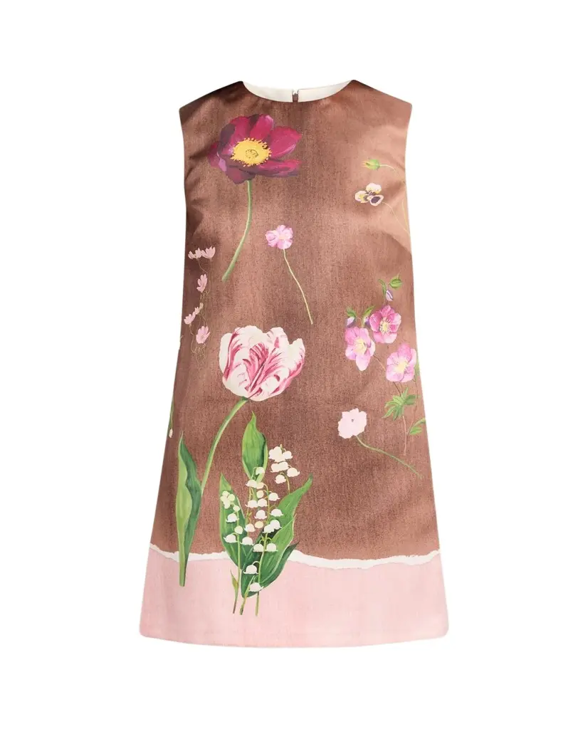 Oscar de la Renta Sleeveless Mixed Botanical Mini Shift Dress | Image 1 Oscar de la Renta Sleeveless Mixed Botanical Mini Shift Dress | Image 1