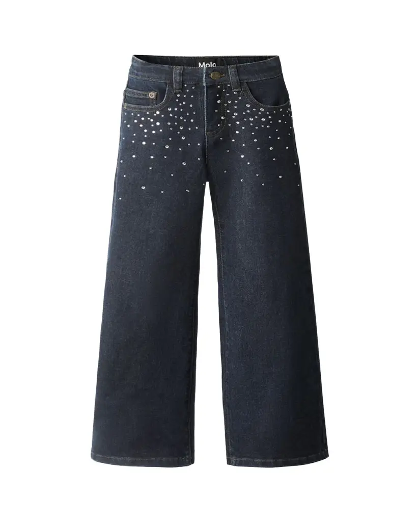 Molo Girl's Asta Rhinestone Wide-Leg Denim Jeans, Size 8-16 | Image 1 Molo Girl's Asta Rhinestone Wide-Leg Denim Jeans, Size 8-16 | Image 1