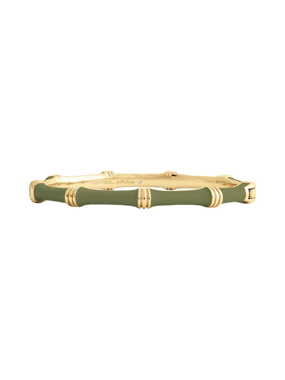 Bamboo Enameled Hinged Bangle