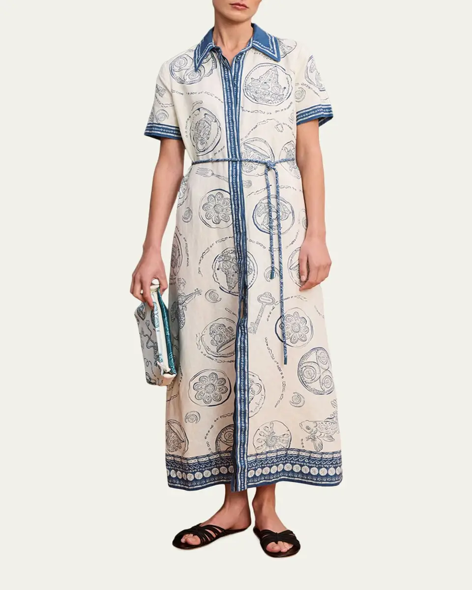 ALÉMAIS Lucky Printed Linen Maxi Shirtdress | Thumbnail 2 ALÉMAIS Lucky Printed Linen Maxi Shirtdress | Thumbnail 2