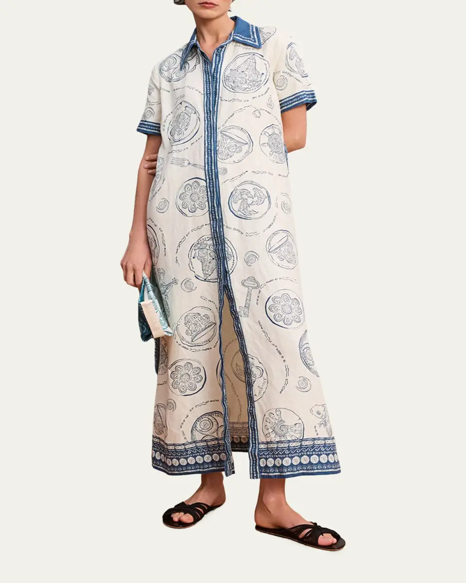 ALÉMAIS Lucky Printed Linen Maxi Shirtdress | Thumbnail 4 ALÉMAIS Lucky Printed Linen Maxi Shirtdress | Thumbnail 4