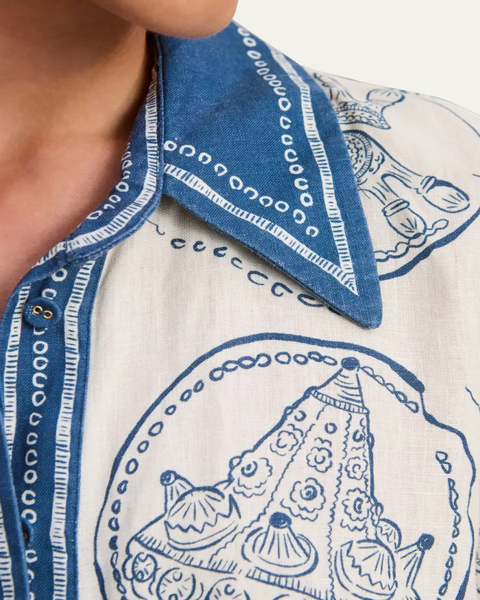 ALÉMAIS Lucky Printed Linen Maxi Shirtdress | Thumbnail 5 ALÉMAIS Lucky Printed Linen Maxi Shirtdress | Thumbnail 5