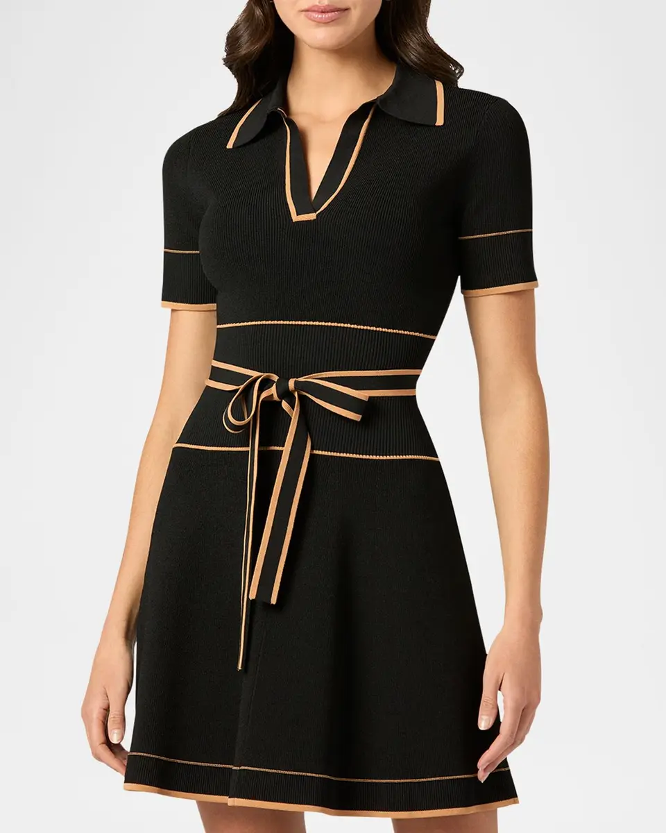 Shoshanna Maggie Tie-Waist Rib Knit Mini Dress | Thumbnail 3 Shoshanna Maggie Tie-Waist Rib Knit Mini Dress | Thumbnail 3