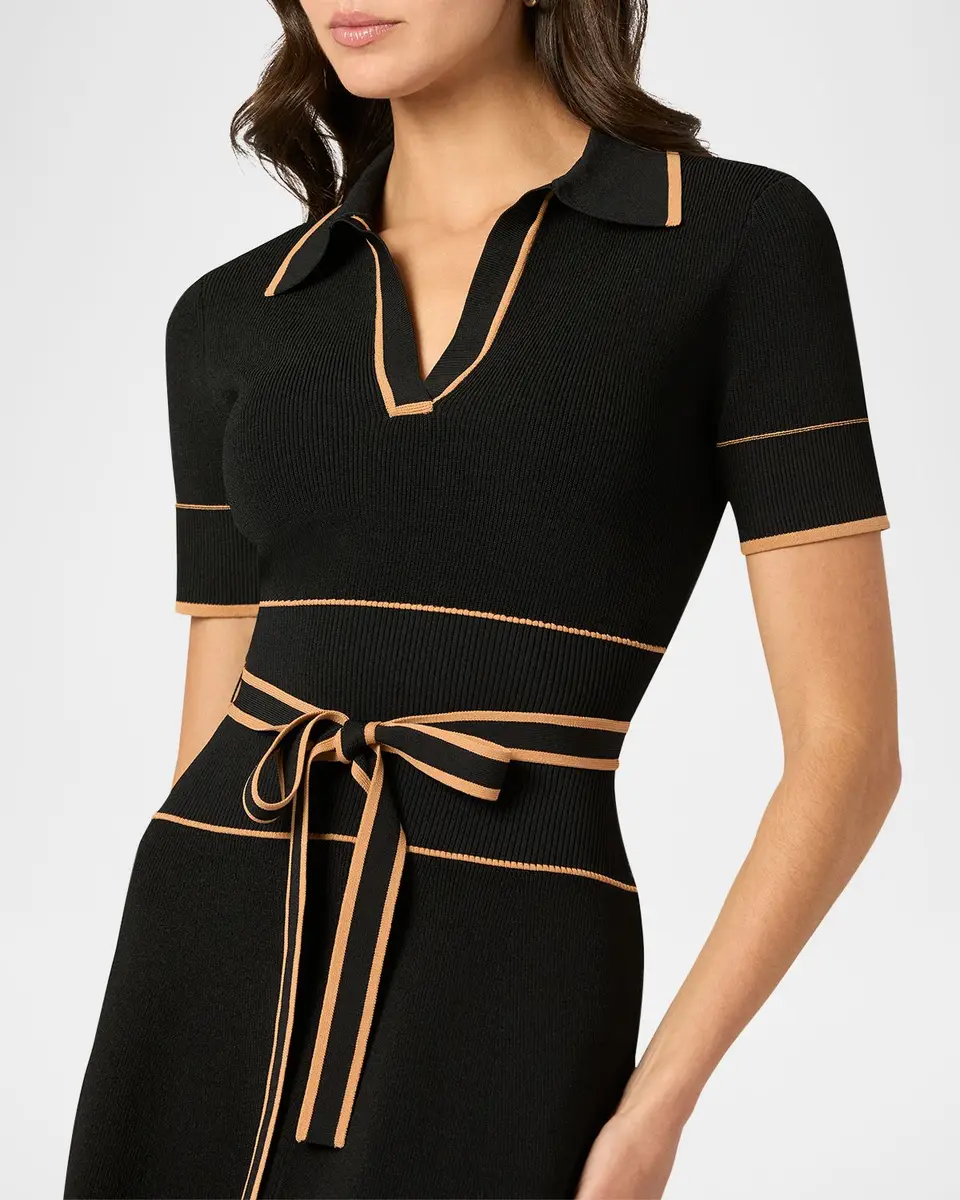 Shoshanna Maggie Tie-Waist Rib Knit Mini Dress | Thumbnail 4 Shoshanna Maggie Tie-Waist Rib Knit Mini Dress | Thumbnail 4