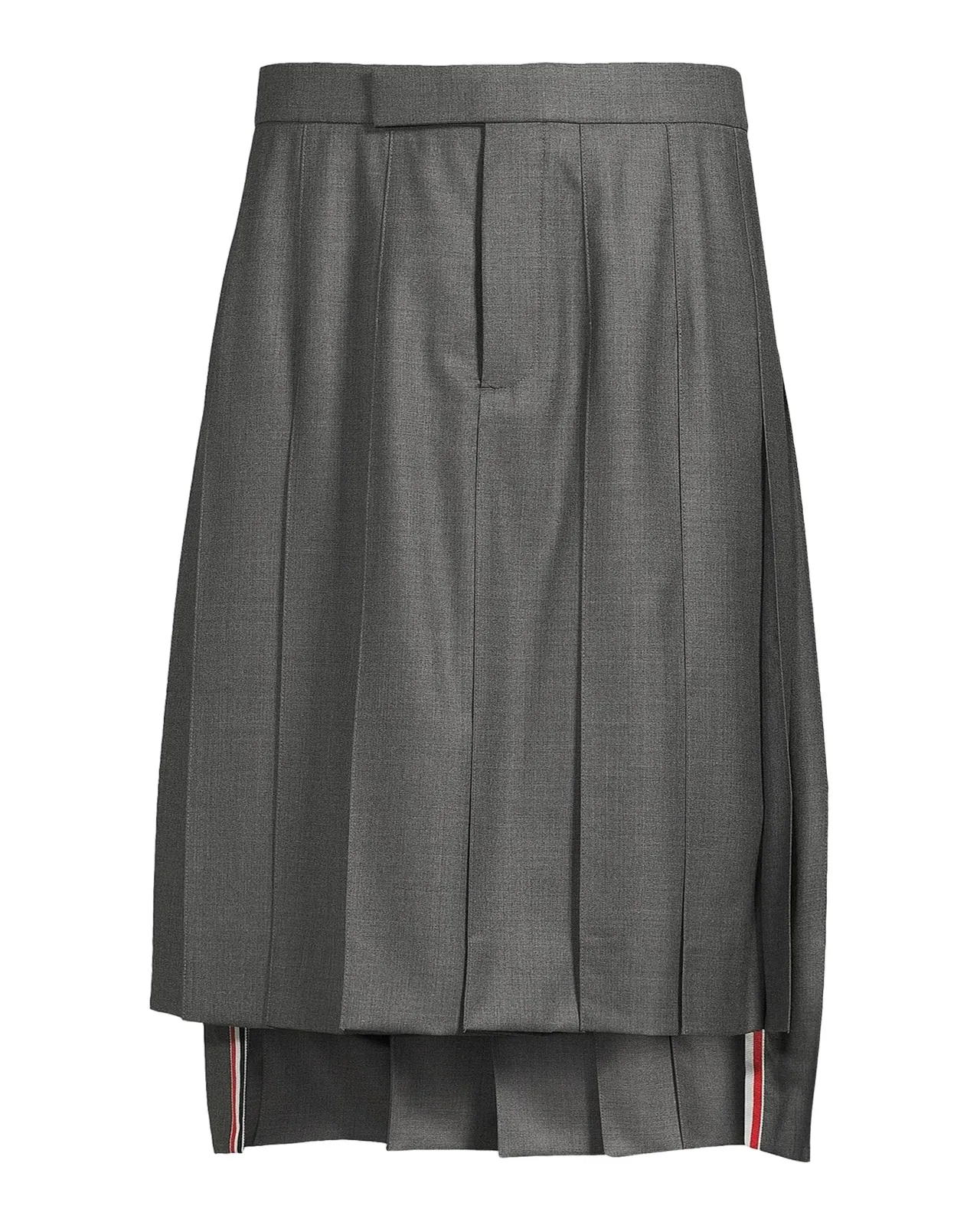 Pleated Wool Twill High-Low Skirt Pleated Wool Twill High-Low Skirt