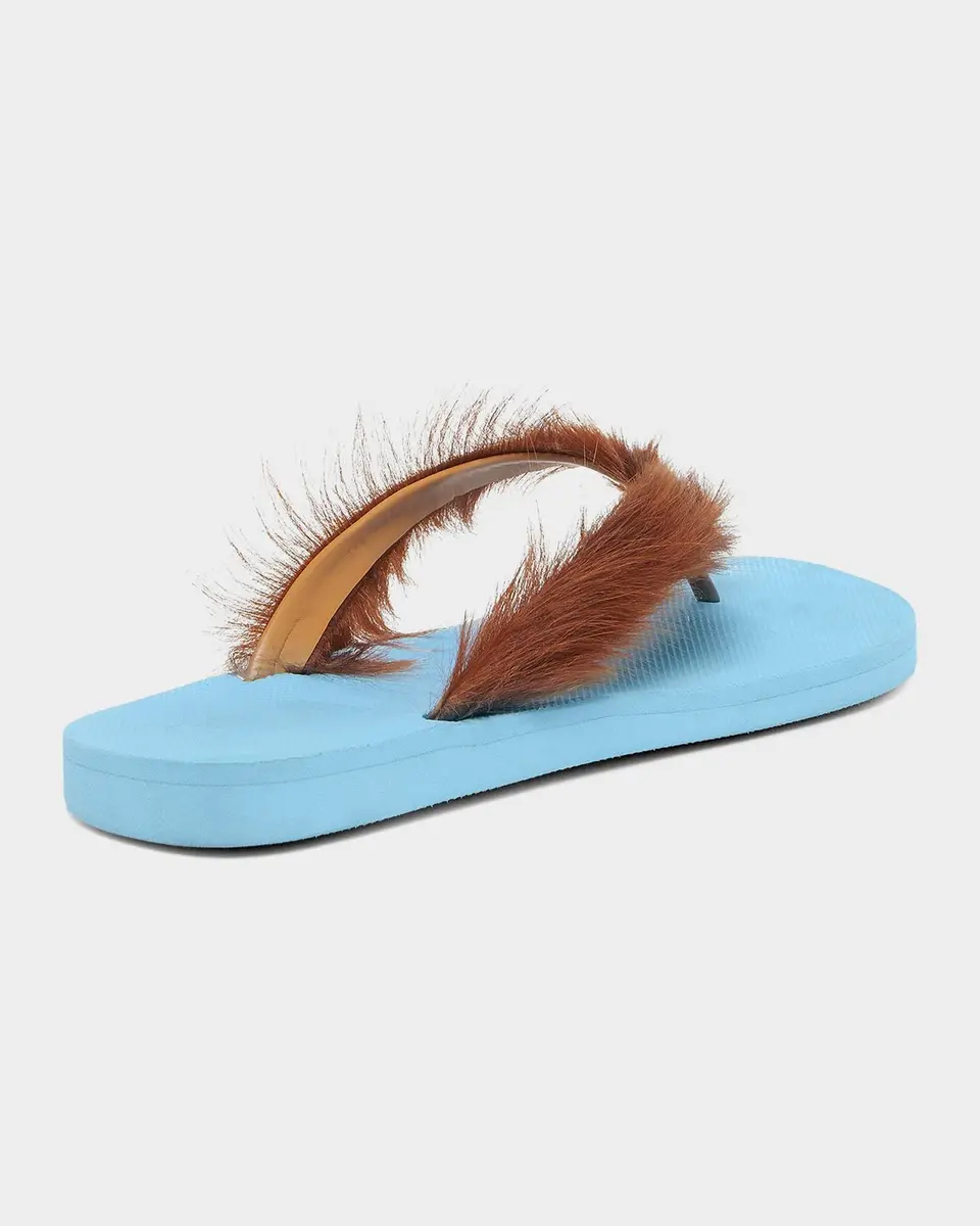 Marni Men's Long Calf Hair Flip-Flop Sandals | Thumbnail 3