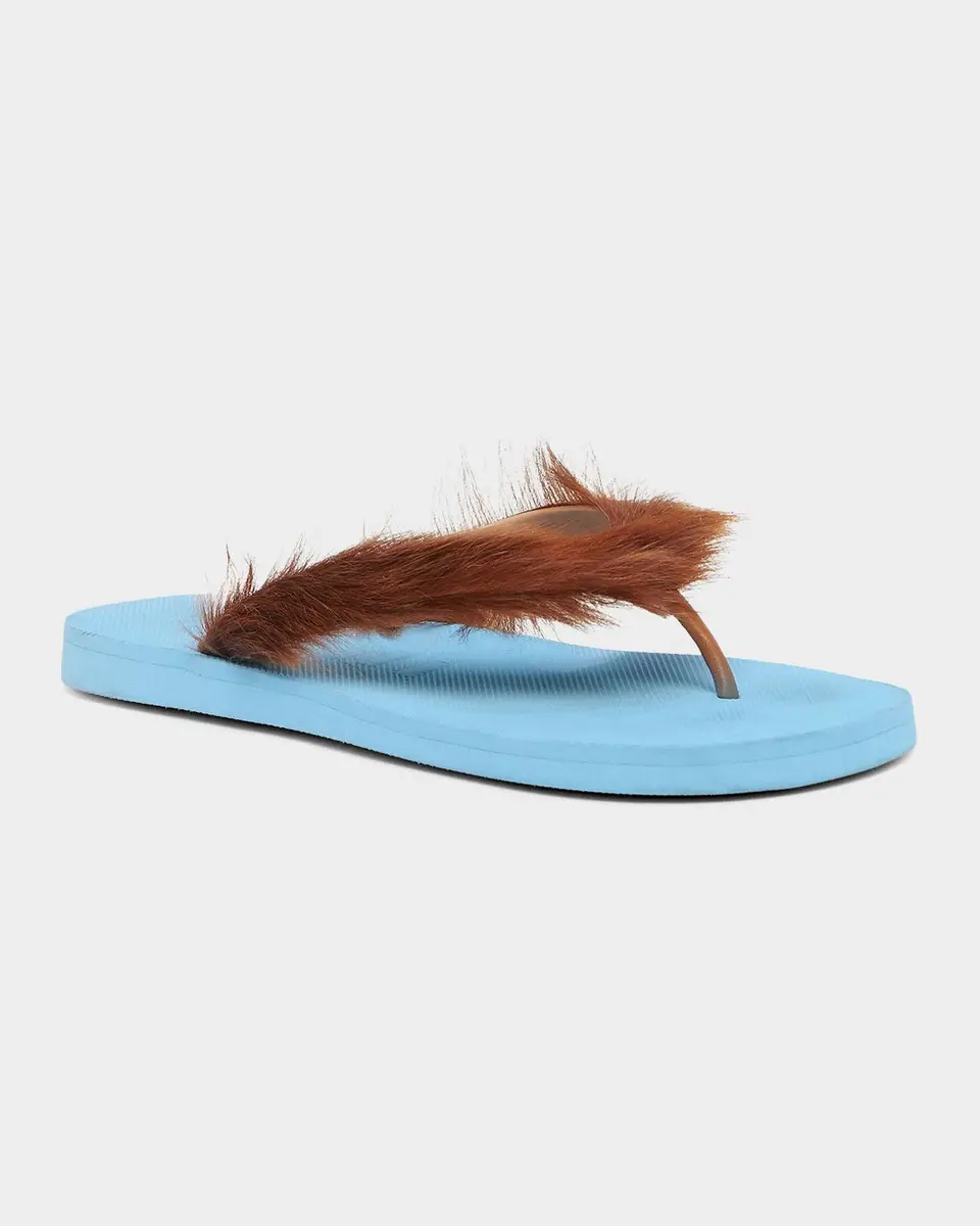 Marni Men's Long Calf Hair Flip-Flop Sandals | Thumbnail 6