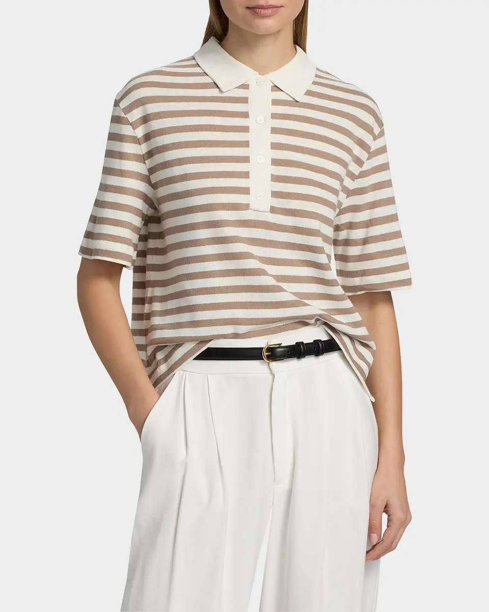 MAJESTIC FILATURES Cotton-Linen Striped Polo Shirt | Thumbnail 4 MAJESTIC FILATURES Cotton-Linen Striped Polo Shirt | Thumbnail 4