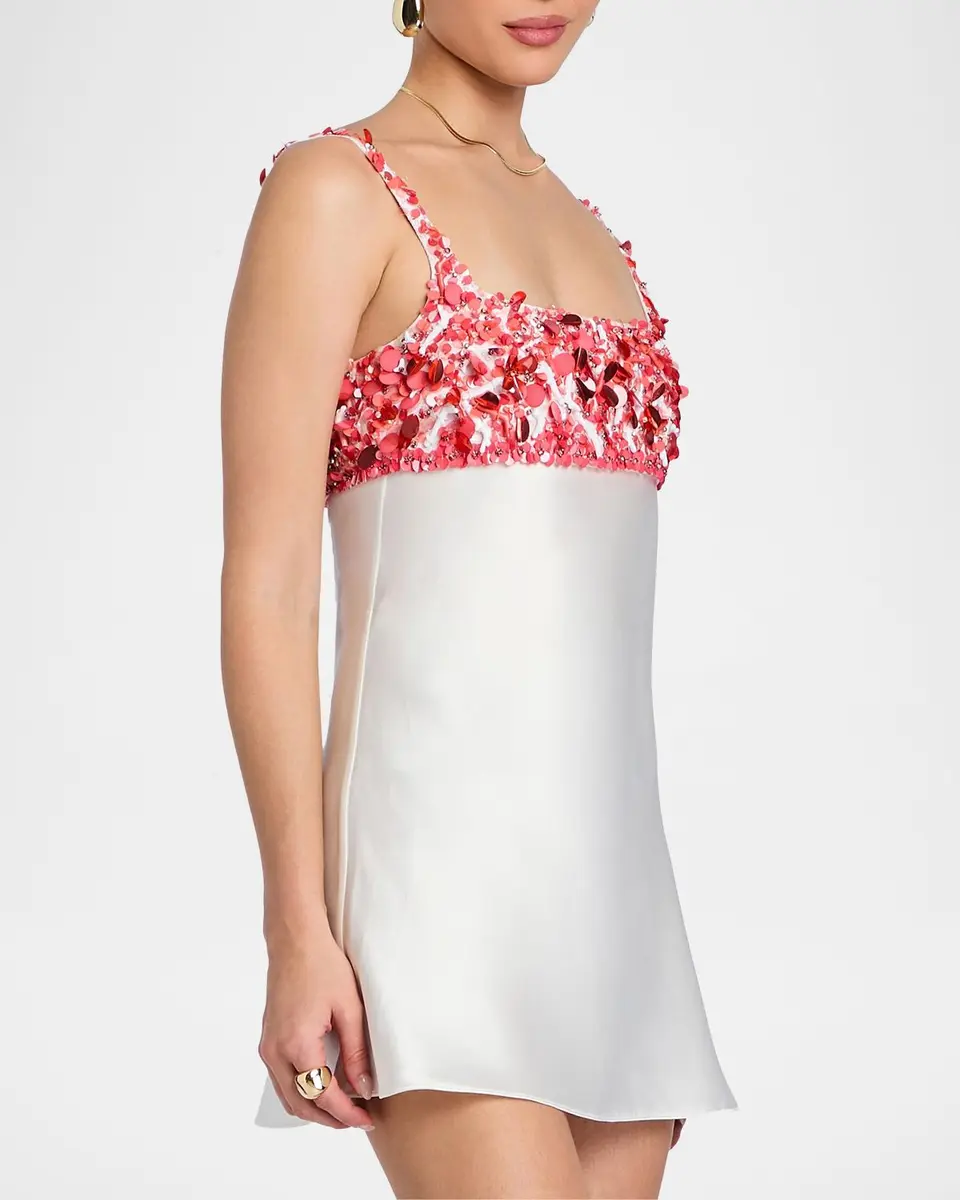 Retrofête Winifred Embellished Satin A-Line Mini Dress | Thumbnail 7 Retrofête Winifred Embellished Satin A-Line Mini Dress | Thumbnail 7