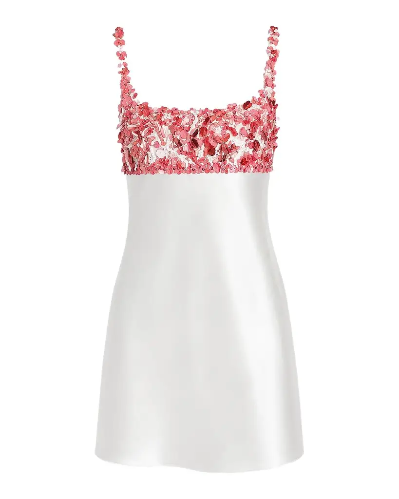 Retrofête Winifred Embellished Satin A-Line Mini Dress | Image 1 Retrofête Winifred Embellished Satin A-Line Mini Dress | Image 1