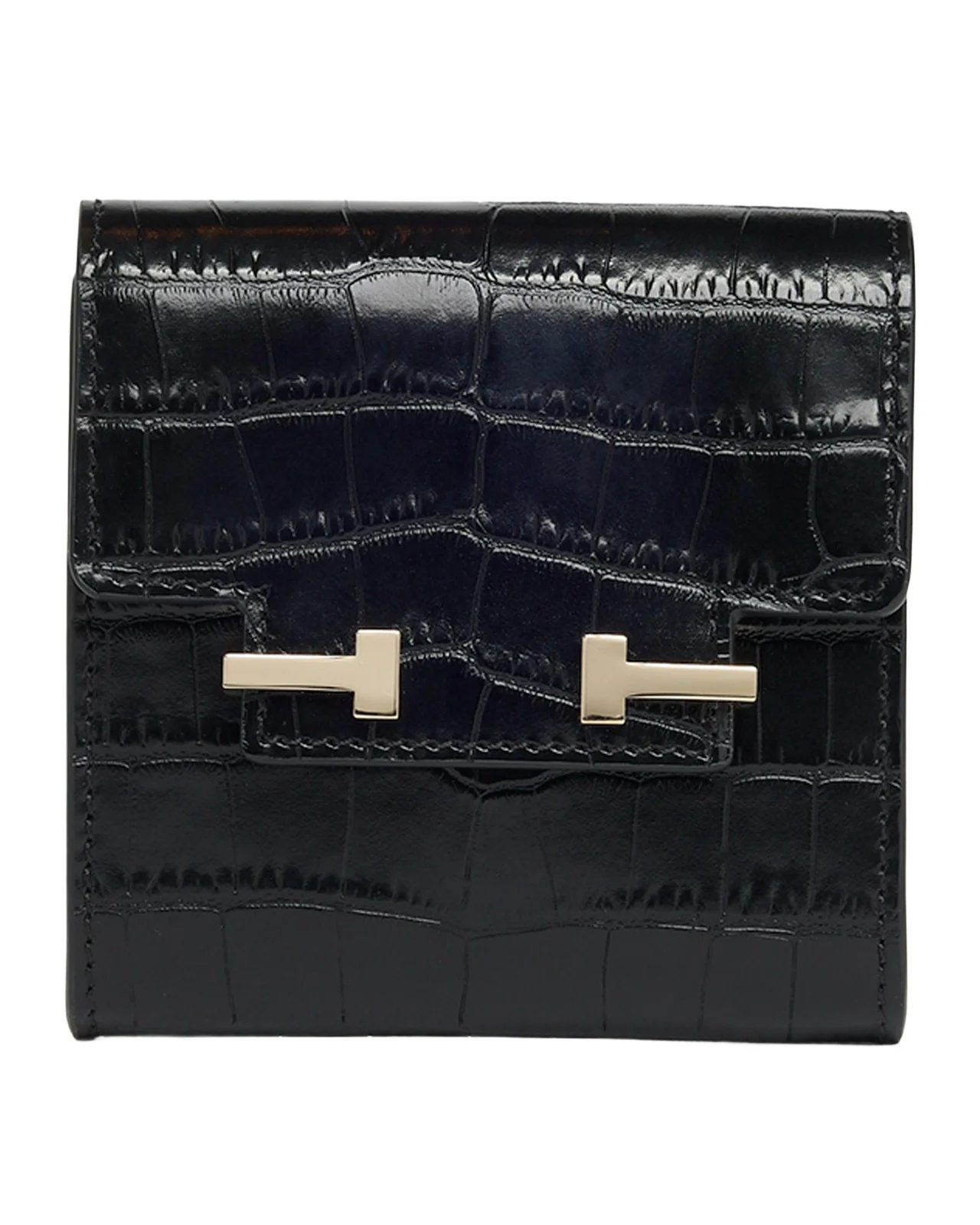 Croc-Embossed Leather Wallet