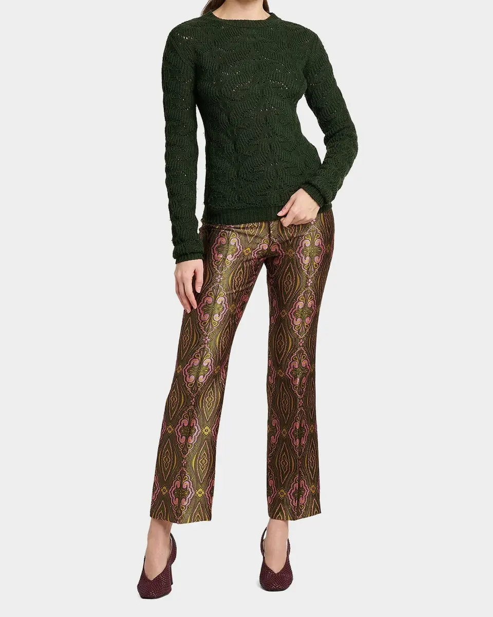 Etro Wool-Blend Pointelle Cable Knit Crewneck Sweater | Thumbnail 2 Etro Wool-Blend Pointelle Cable Knit Crewneck Sweater | Thumbnail 2