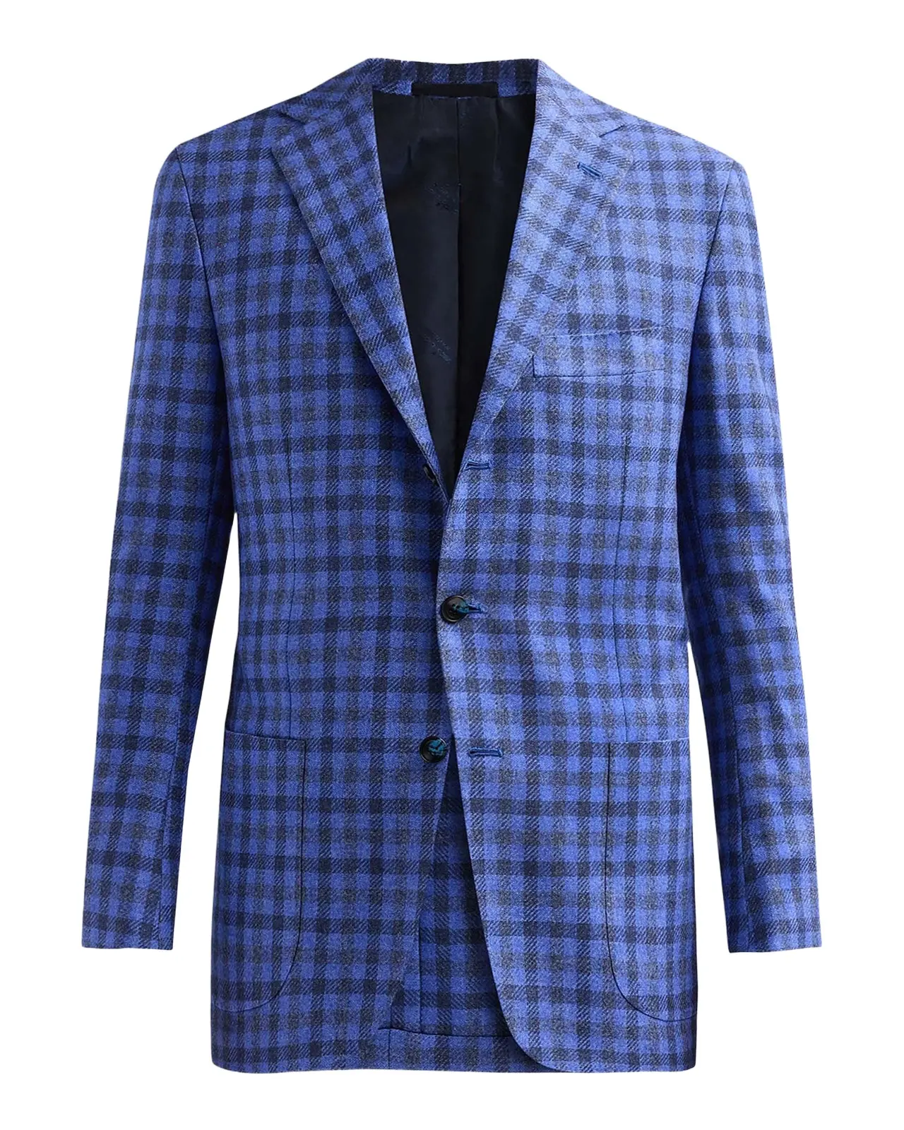 Kiton Men's Checked Cashmere-Cotton-Silk Sport Coat