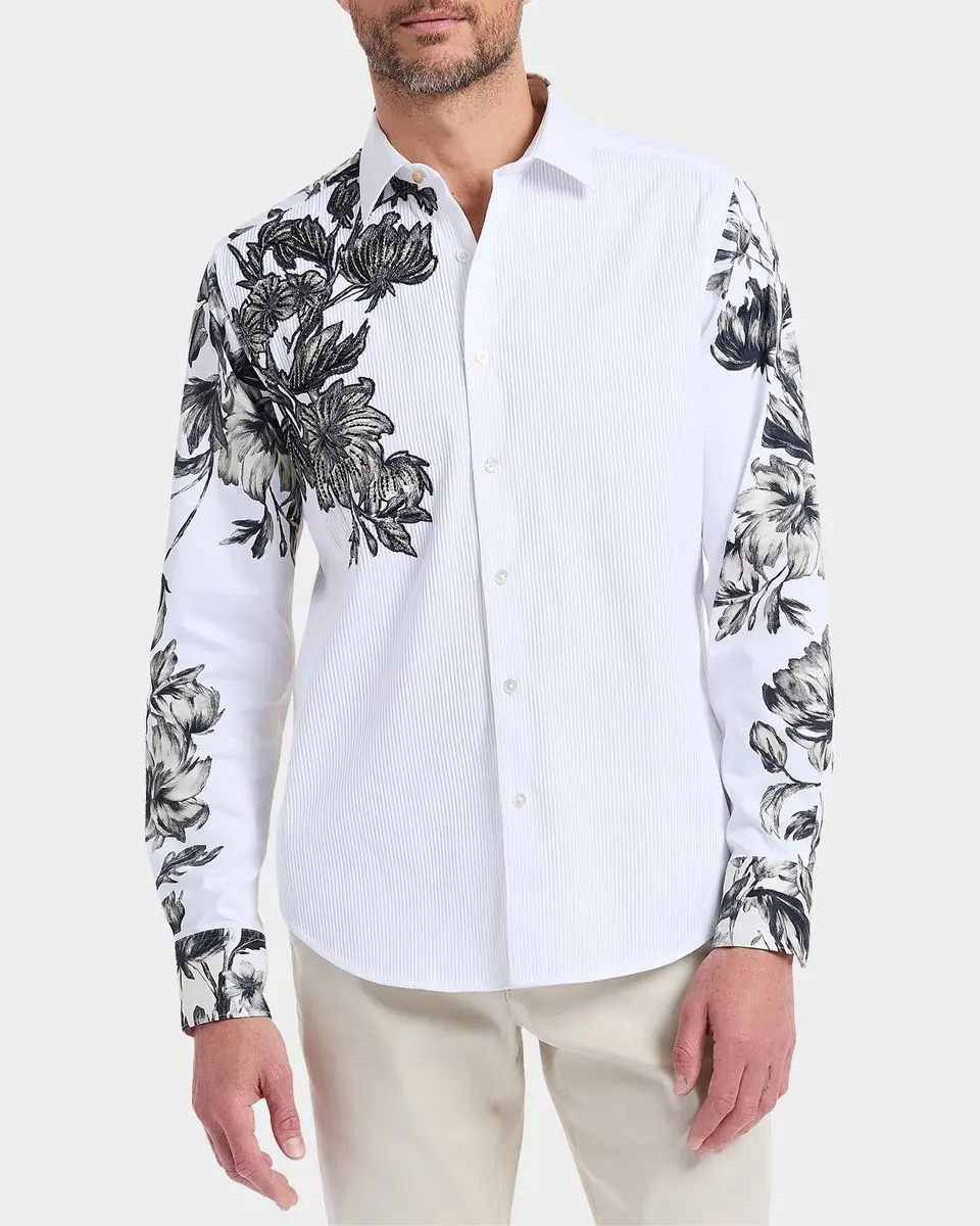 Robert Graham Le Striped Floral Cotton Shirt | Thumbnail 4