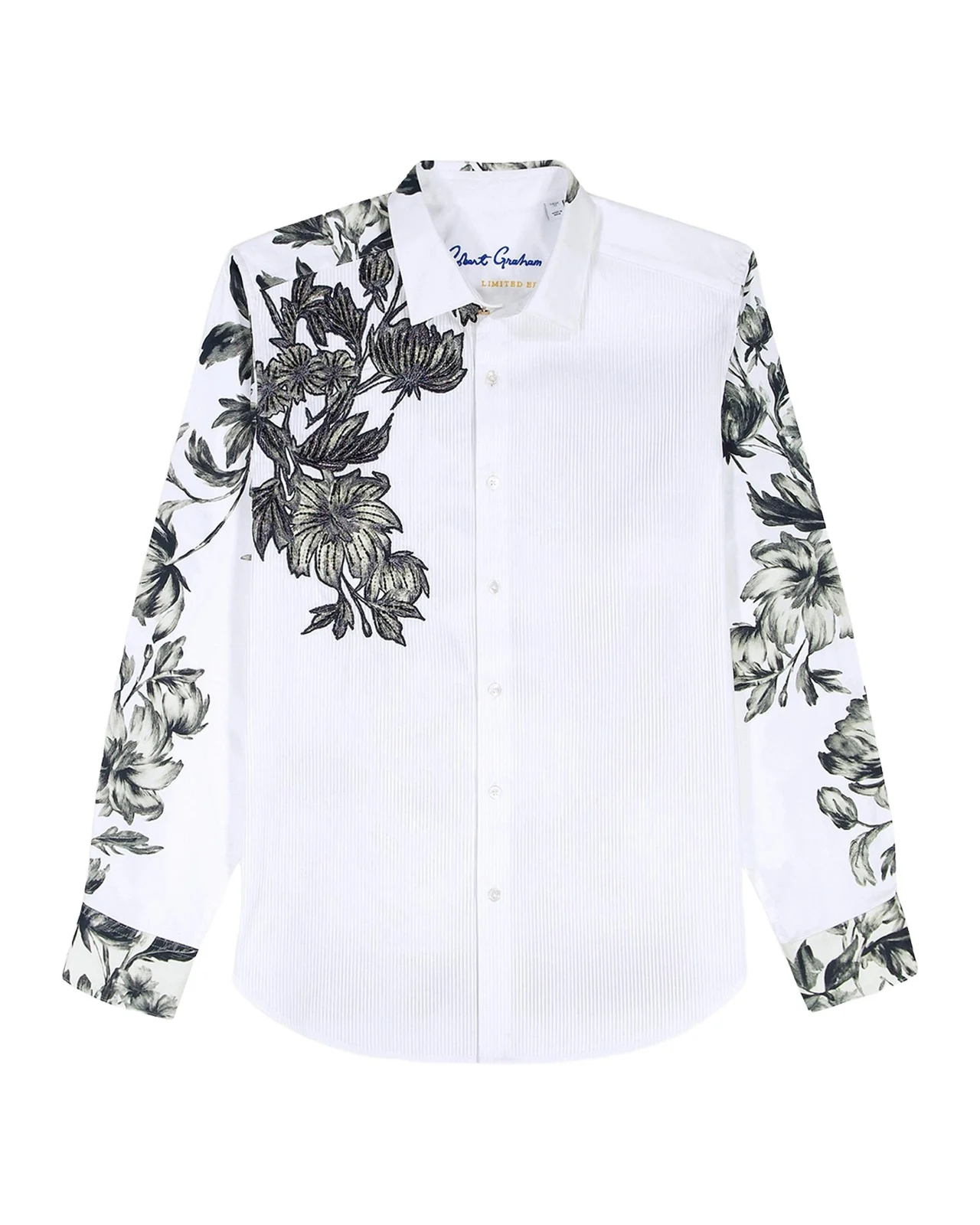 Le Striped Floral Cotton Shirt Le Striped Floral Cotton Shirt