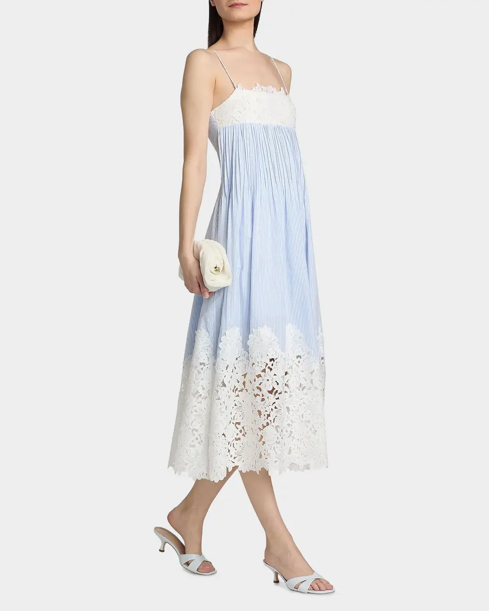 Generation Love Juniper Lace-Trimmed Seersucker Midi Dress | Thumbnail 2