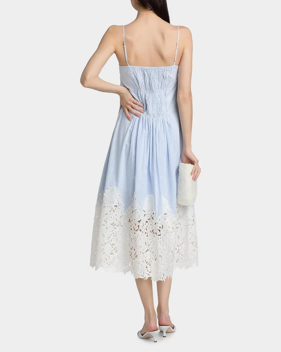 Generation Love Juniper Lace-Trimmed Seersucker Midi Dress | Thumbnail 3