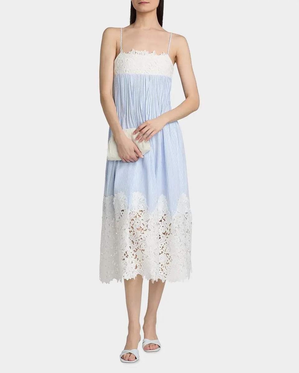 Generation Love Juniper Lace-Trimmed Seersucker Midi Dress | Thumbnail 4