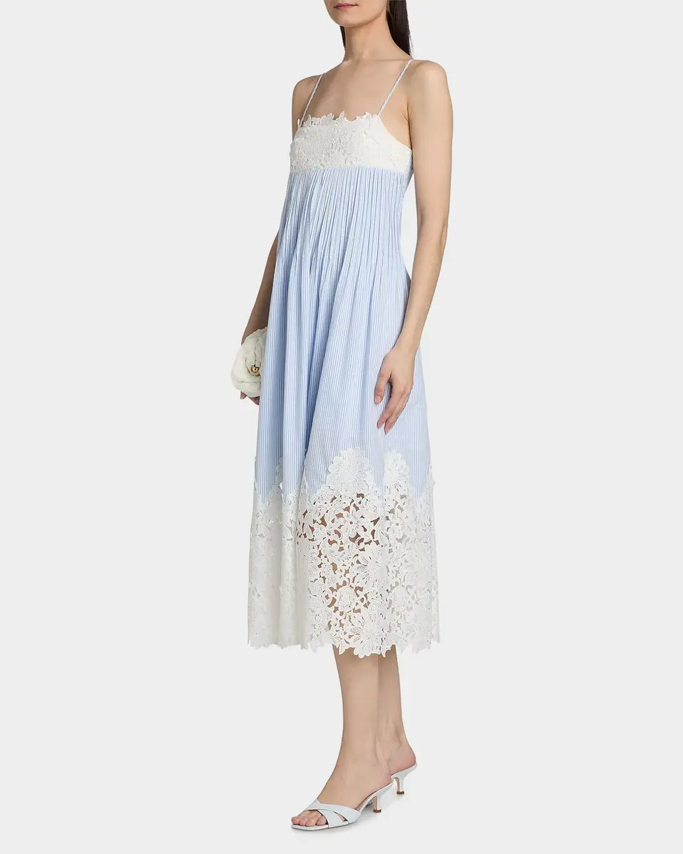 Generation Love Juniper Lace-Trimmed Seersucker Midi Dress | Thumbnail 7