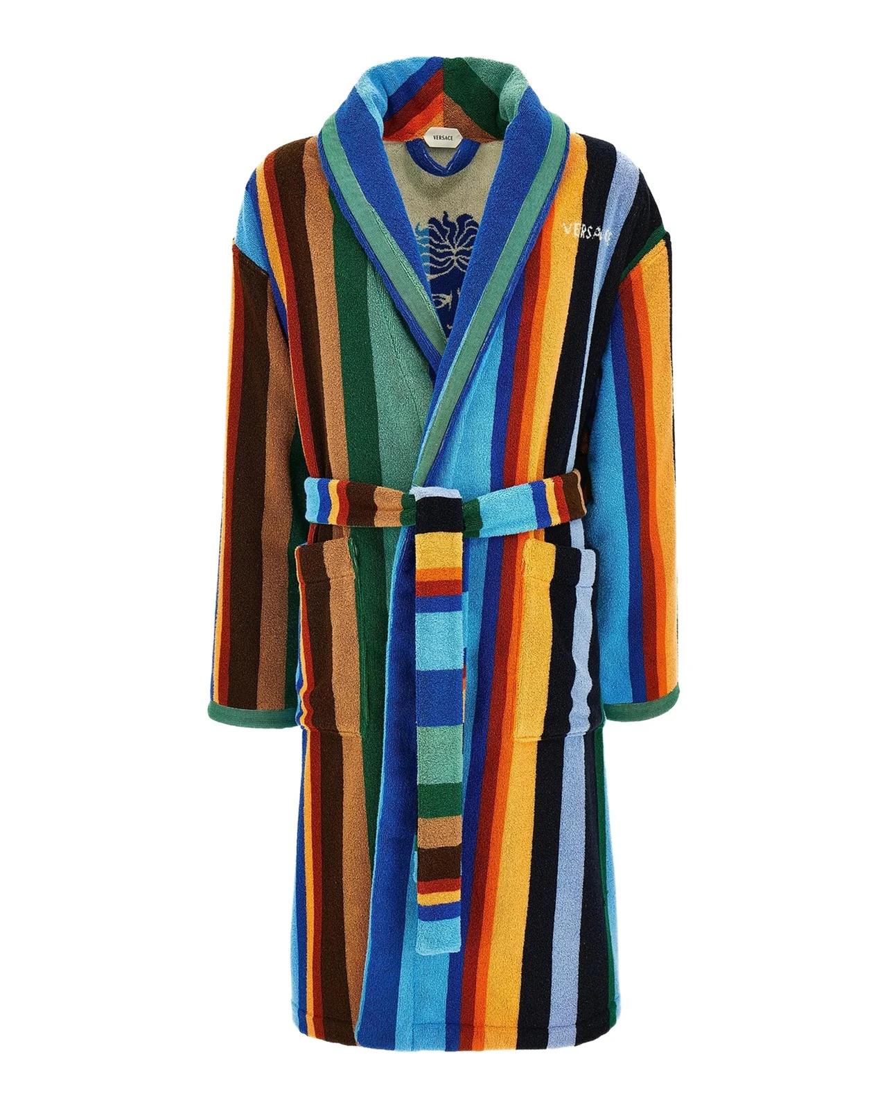 Men's Medusa Jacquard Striped Terry Robe Men's Medusa Jacquard Striped Terry Robe
