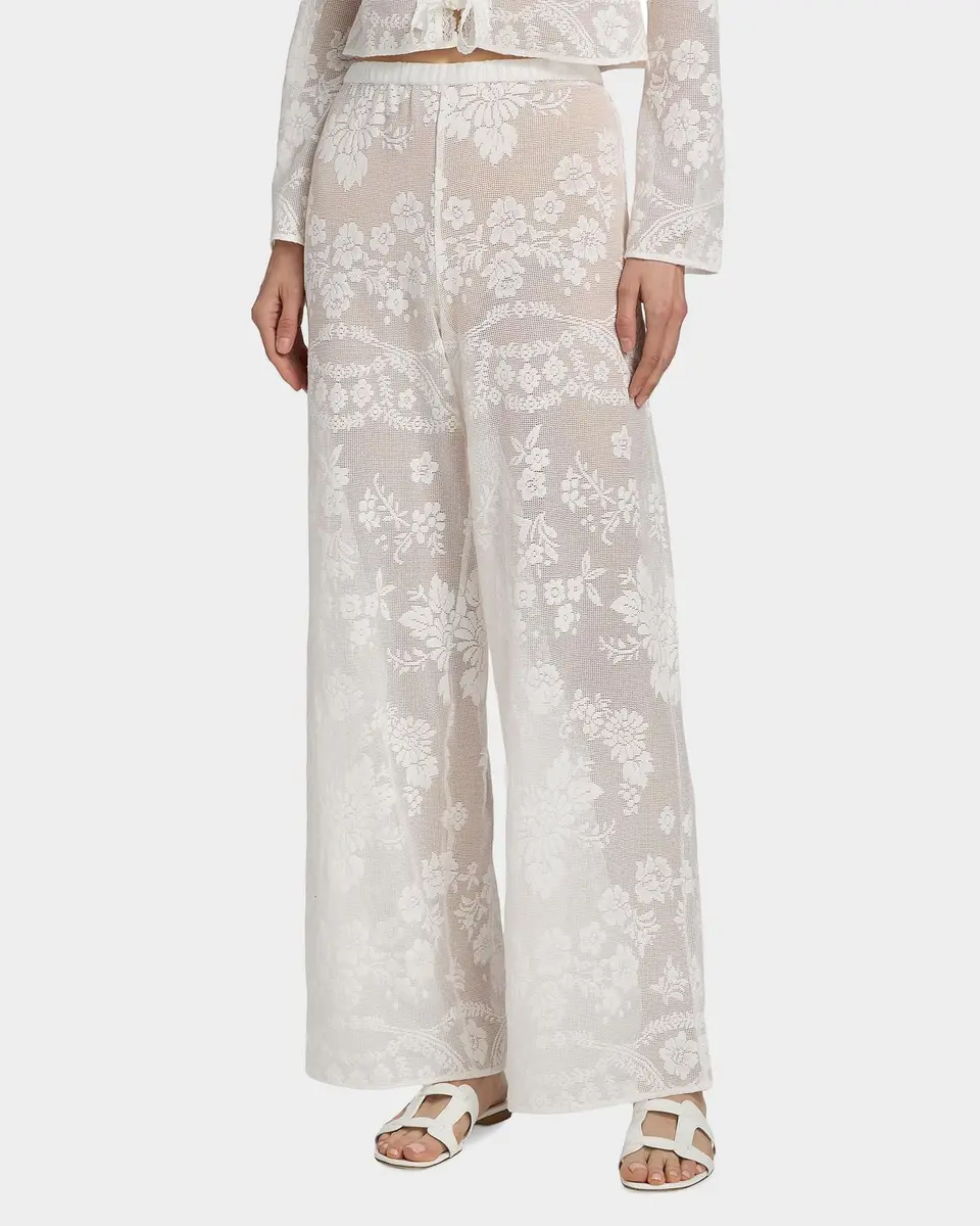 LoveShackFancy Jessia Cotton-Blend Wide-Leg Pants | Thumbnail 4