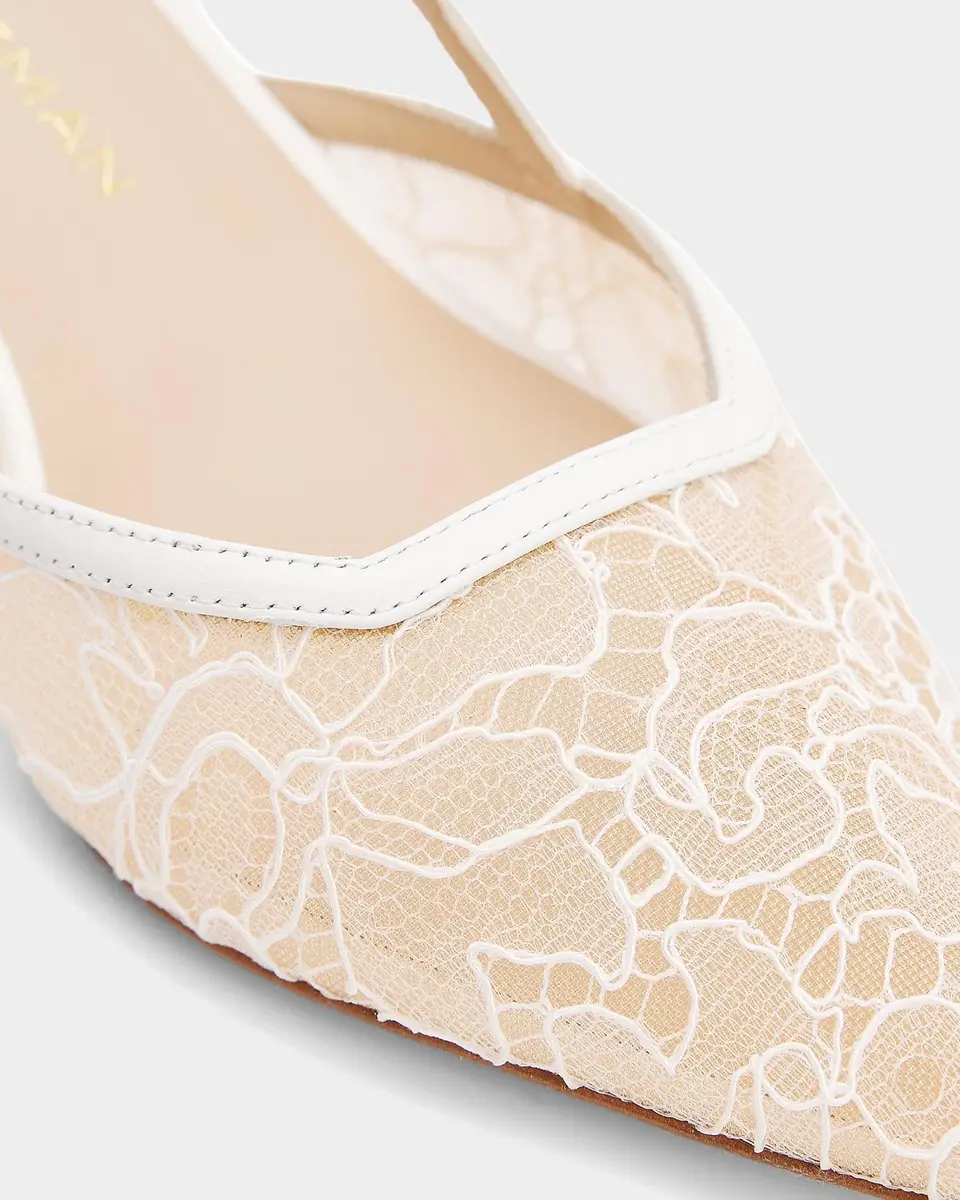 Stuart Weitzman Vinnie 50MM Floral Lace Slingback Pumps | Thumbnail 3