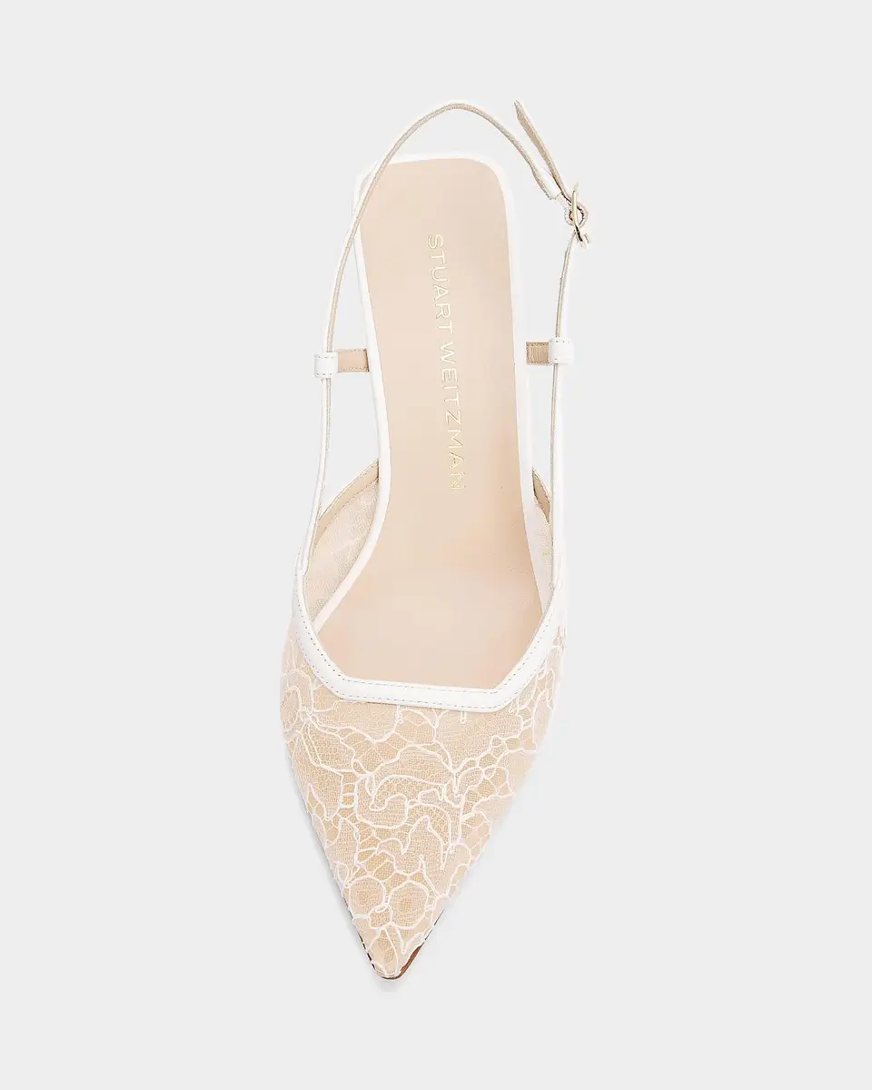 Stuart Weitzman Vinnie 50MM Floral Lace Slingback Pumps | Thumbnail 4