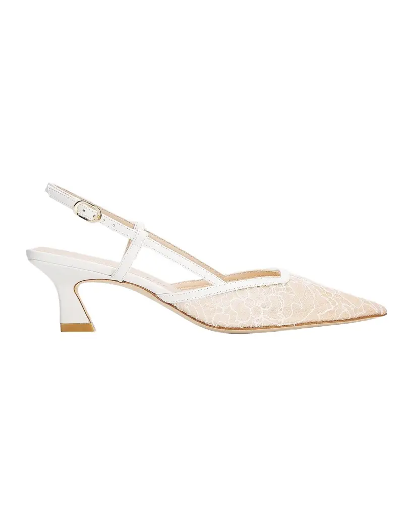 Stuart Weitzman Vinnie 50MM Floral Lace Slingback Pumps | Image 1 Stuart Weitzman Vinnie 50MM Floral Lace Slingback Pumps | Image 1