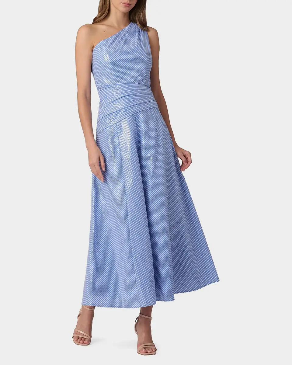 Shoshanna Nikki Sequined Striped One-Shoulder Gown | Thumbnail 2 Shoshanna Nikki Sequined Striped One-Shoulder Gown | Thumbnail 2