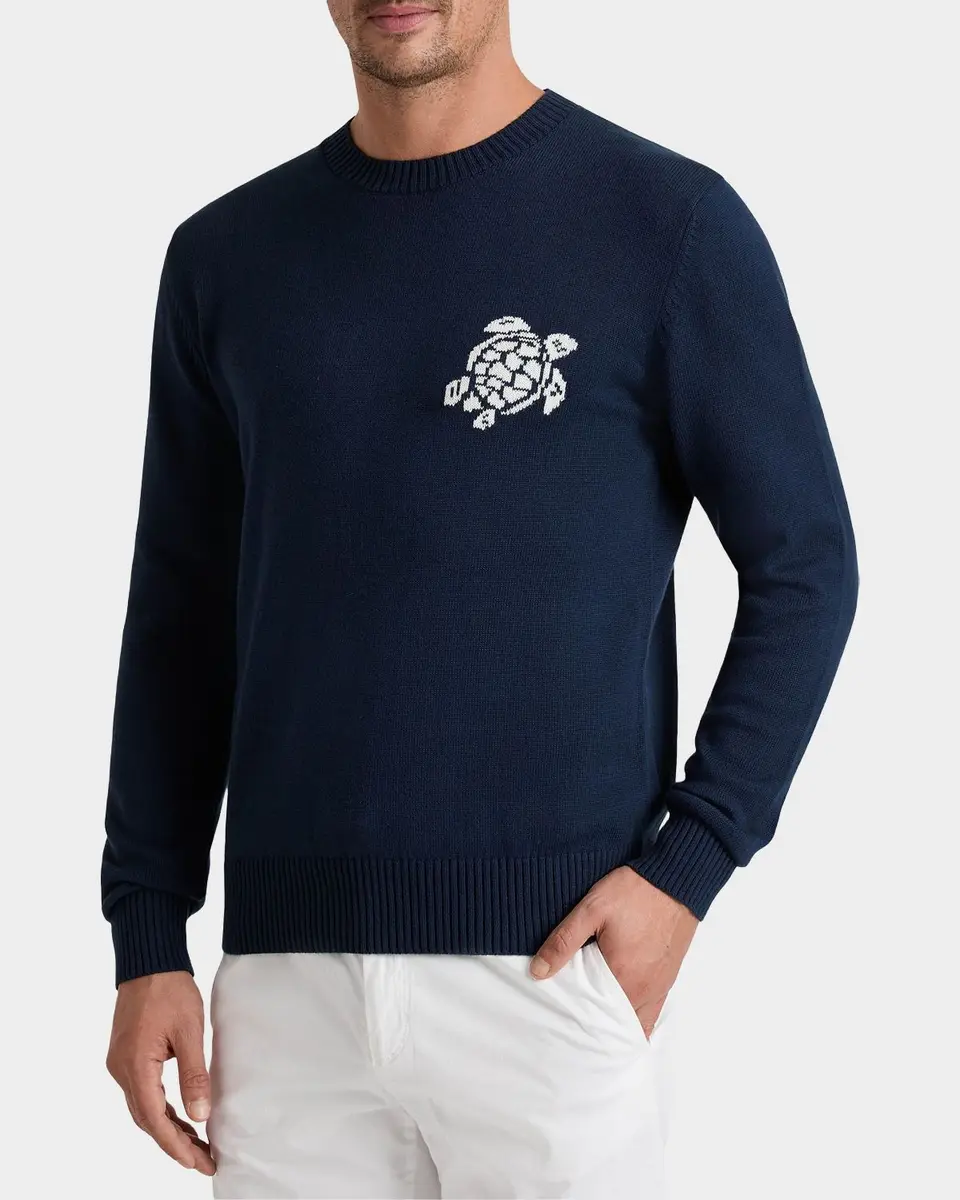 Vilebrequin Men's Turtle Cotton-Cashmere Crewneck Sweater | Thumbnail 2 Vilebrequin Men's Turtle Cotton-Cashmere Crewneck Sweater | Thumbnail 2