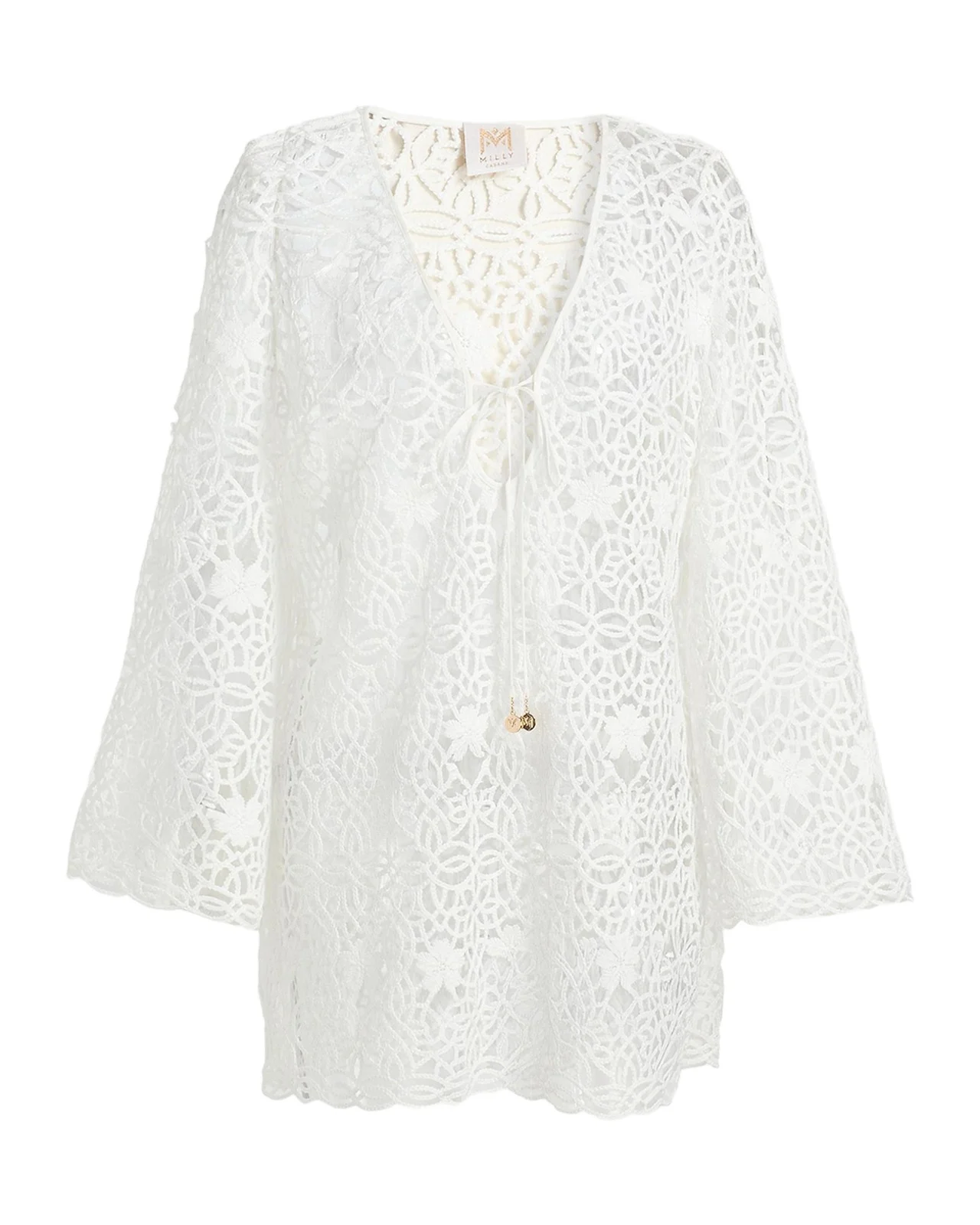Viara Crochet-Knit Cover-Up Mini Dress Viara Crochet-Knit Cover-Up Mini Dress