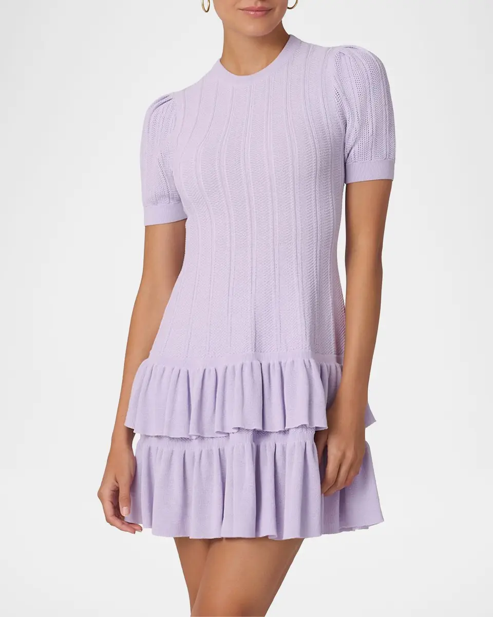Shoshanna Sloan Pointelle Knit Ruffle Mini Dress | Thumbnail 3