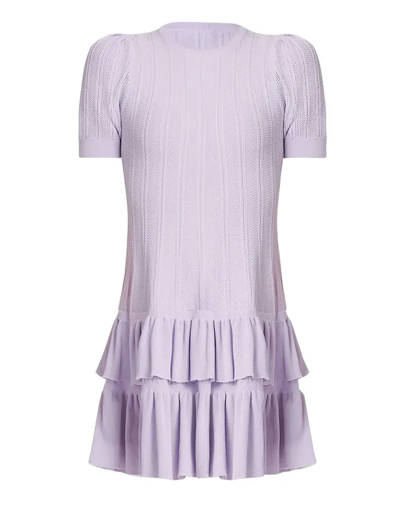 Shoshanna Sloan Pointelle Knit Ruffle Mini Dress | Image 1 Shoshanna Sloan Pointelle Knit Ruffle Mini Dress | Image 1