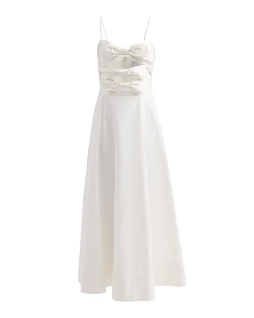 As It May Ariaelle Cotton-Blend Bow Midi Dress