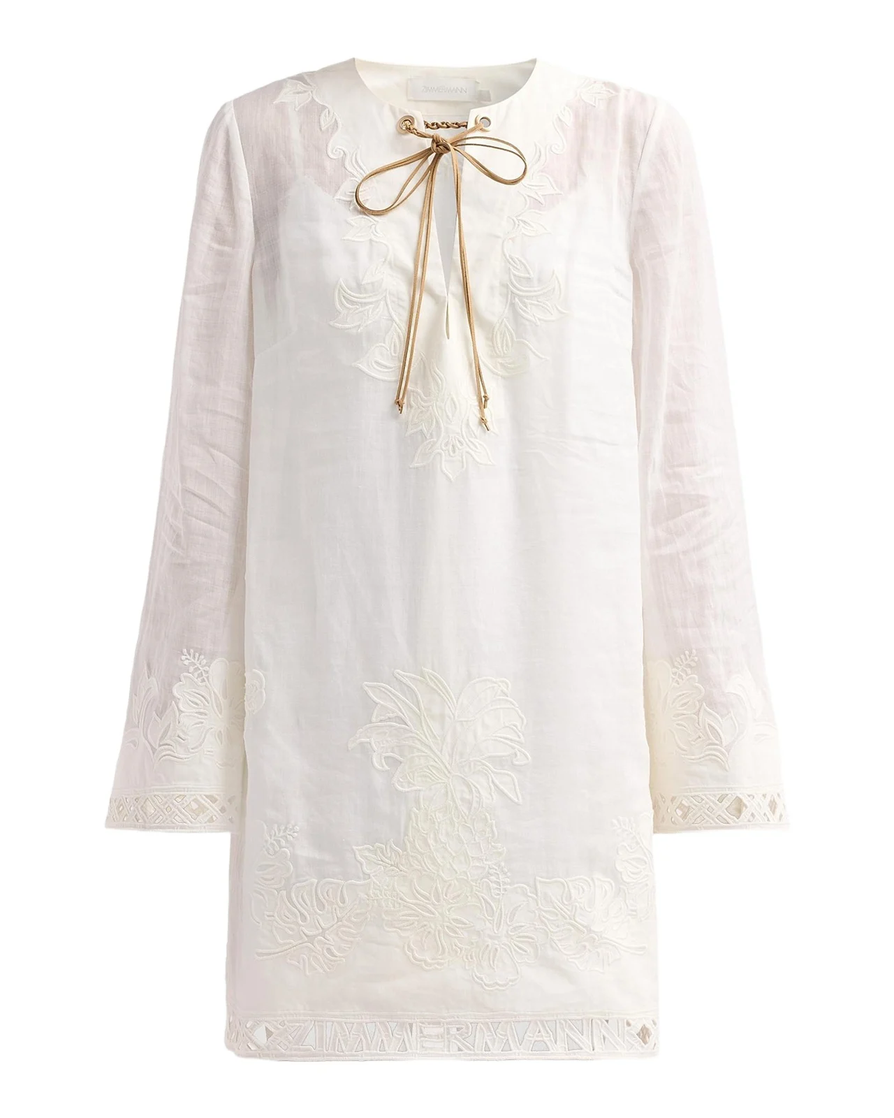 Zimmermann Indra Floral Embroidered Tunic Mini Dress