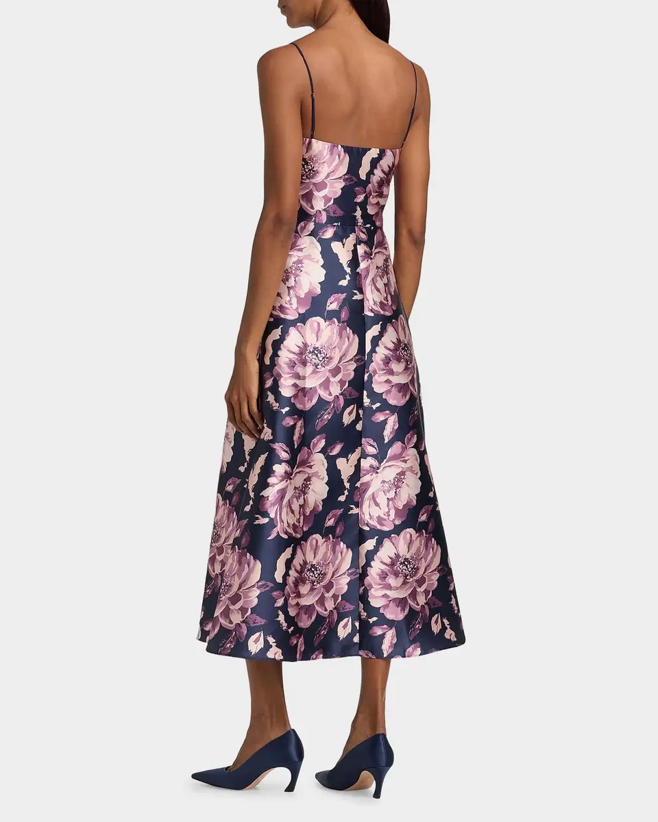 BLACK HALO Cayetana Floral Satin Midi-Dress | Thumbnail 3