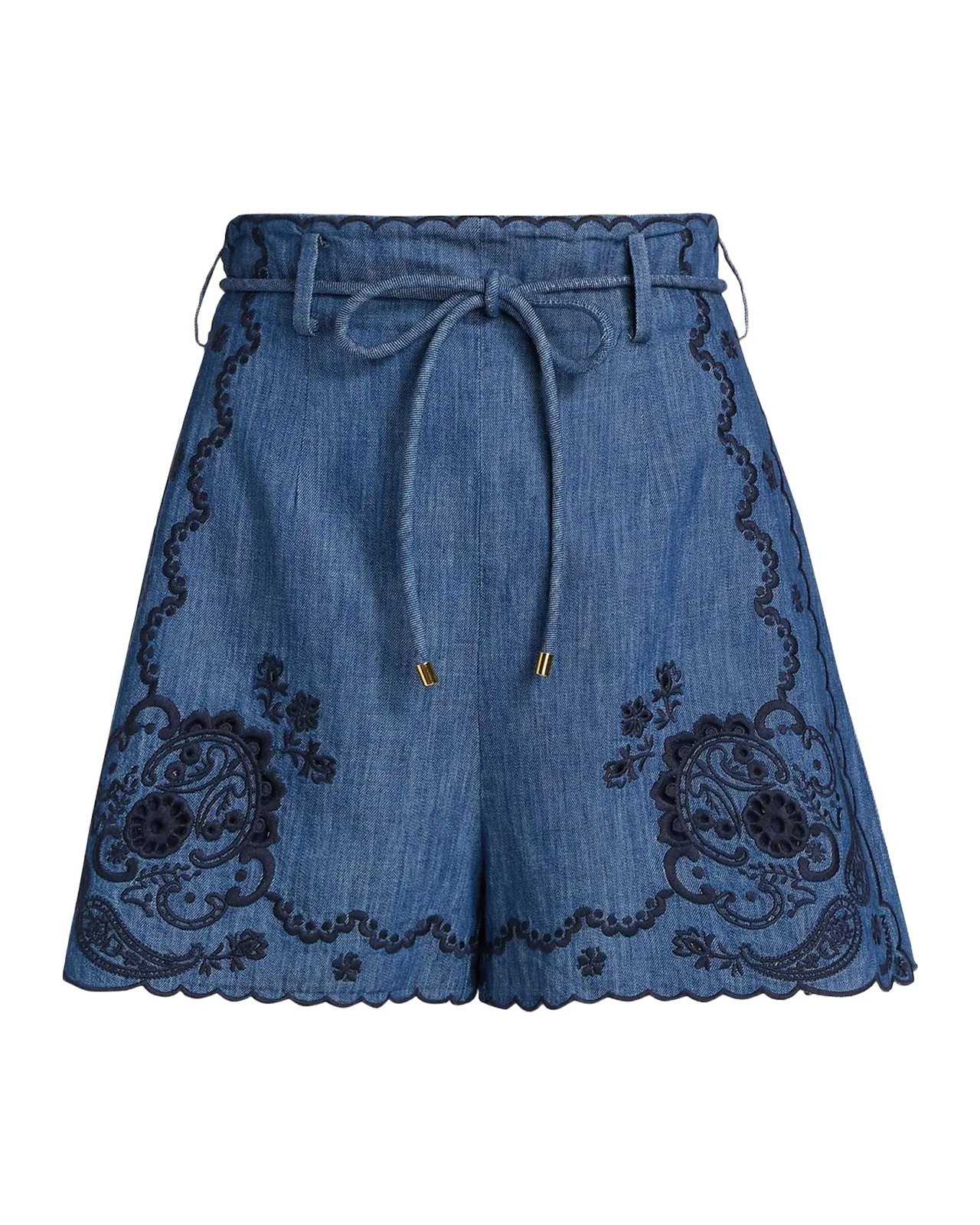 Zimmermann Aster Embroidered Denim Shorts