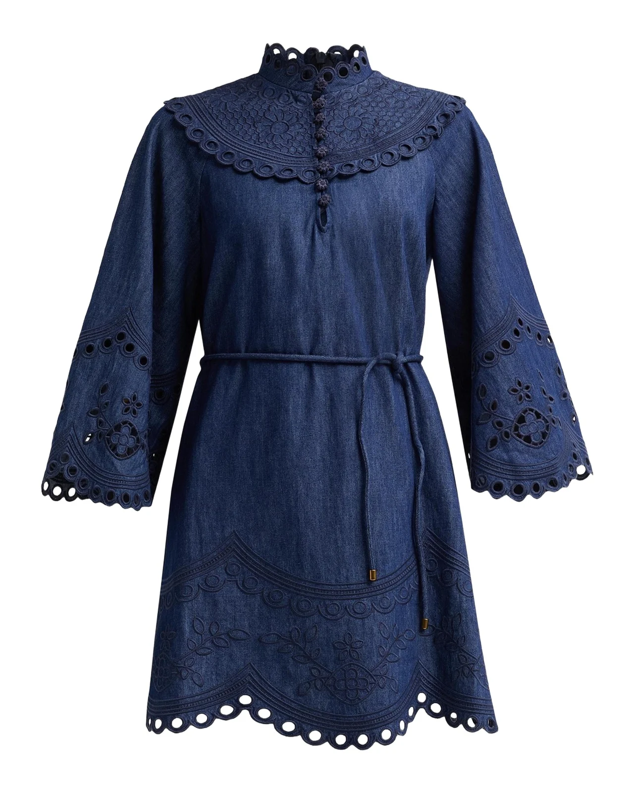 Mahon Broderie Denim Mini Dress