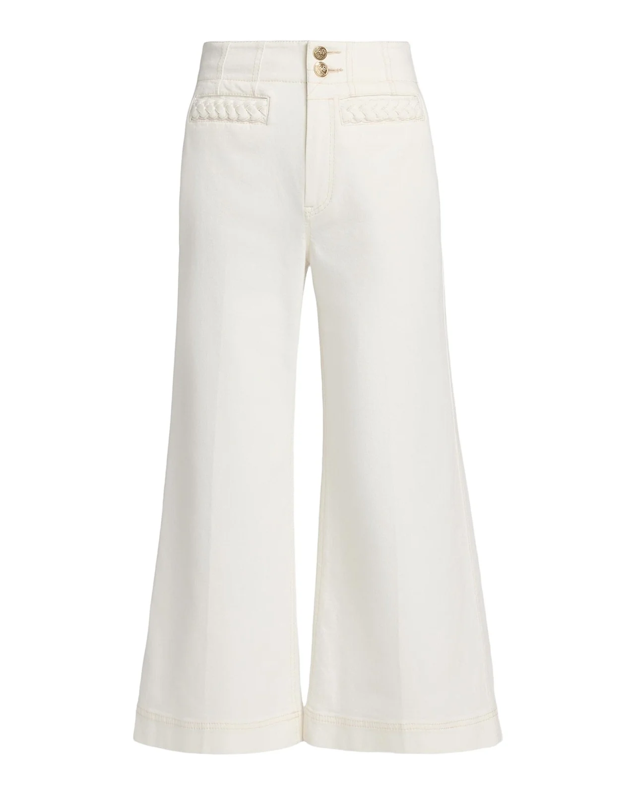Roselight Braided Pocket Crop Flare Jeans