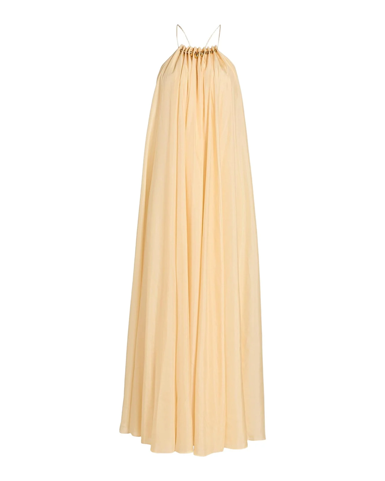 Aster Gathered Bead Silk Maxi Dress