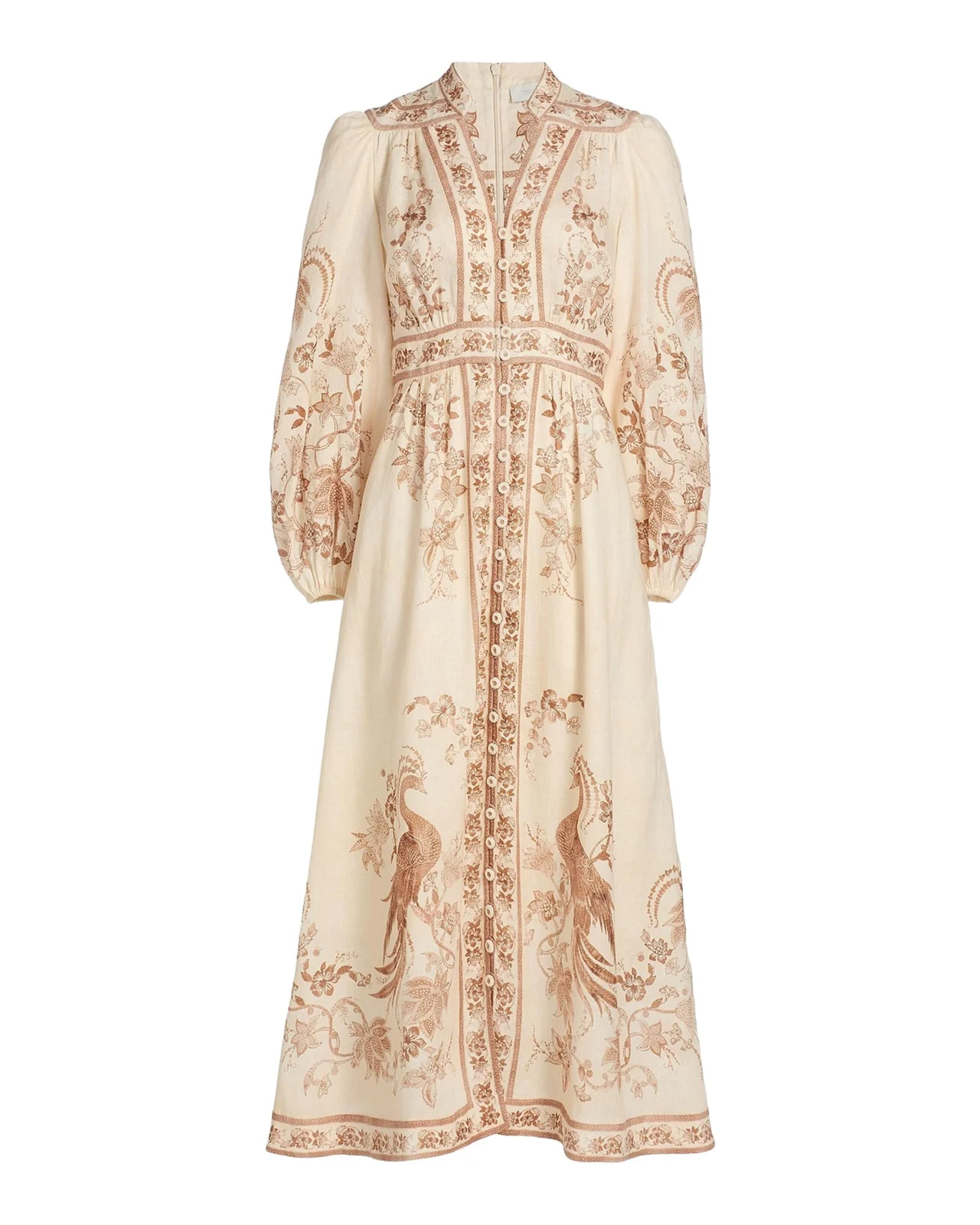Zimmermann Indra Plunge Linen Midi Dress