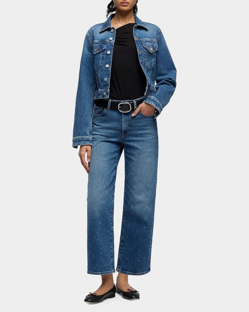 7 For All Mankind Stovepipe Embellished Straight-Leg Jeans | Thumbnail 2 7 For All Mankind Stovepipe Embellished Straight-Leg Jeans | Thumbnail 2