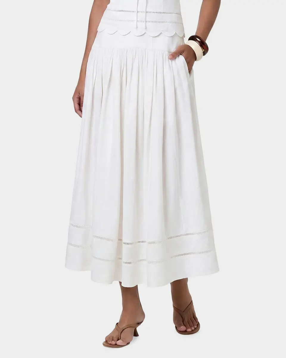 NICHOLAS Elin Linen Drop-Waist Midi Skirt | Thumbnail 4 NICHOLAS Elin Linen Drop-Waist Midi Skirt | Thumbnail 4