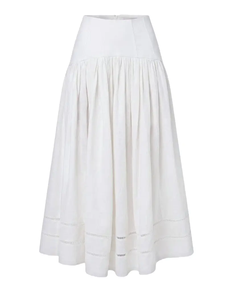NICHOLAS Elin Linen Drop-Waist Midi Skirt | Image 1 NICHOLAS Elin Linen Drop-Waist Midi Skirt | Image 1