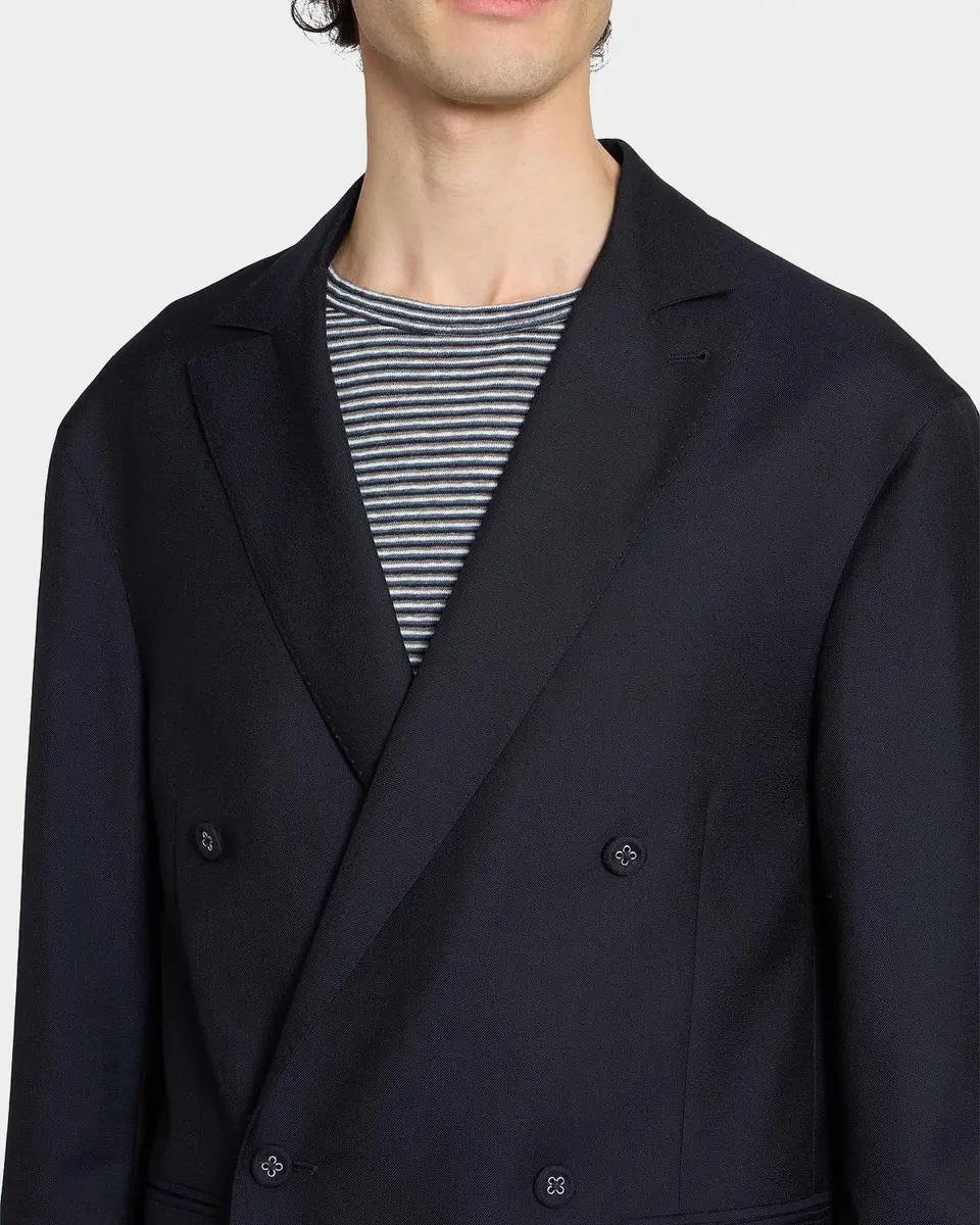 OFFICINE GÉNÉRALE Men's Merrick Wool-Cashmere-Silk Double-Breasted Blazer | Thumbnail 5 OFFICINE GÉNÉRALE Men's Merrick Wool-Cashmere-Silk Double-Breasted Blazer | Thumbnail 5