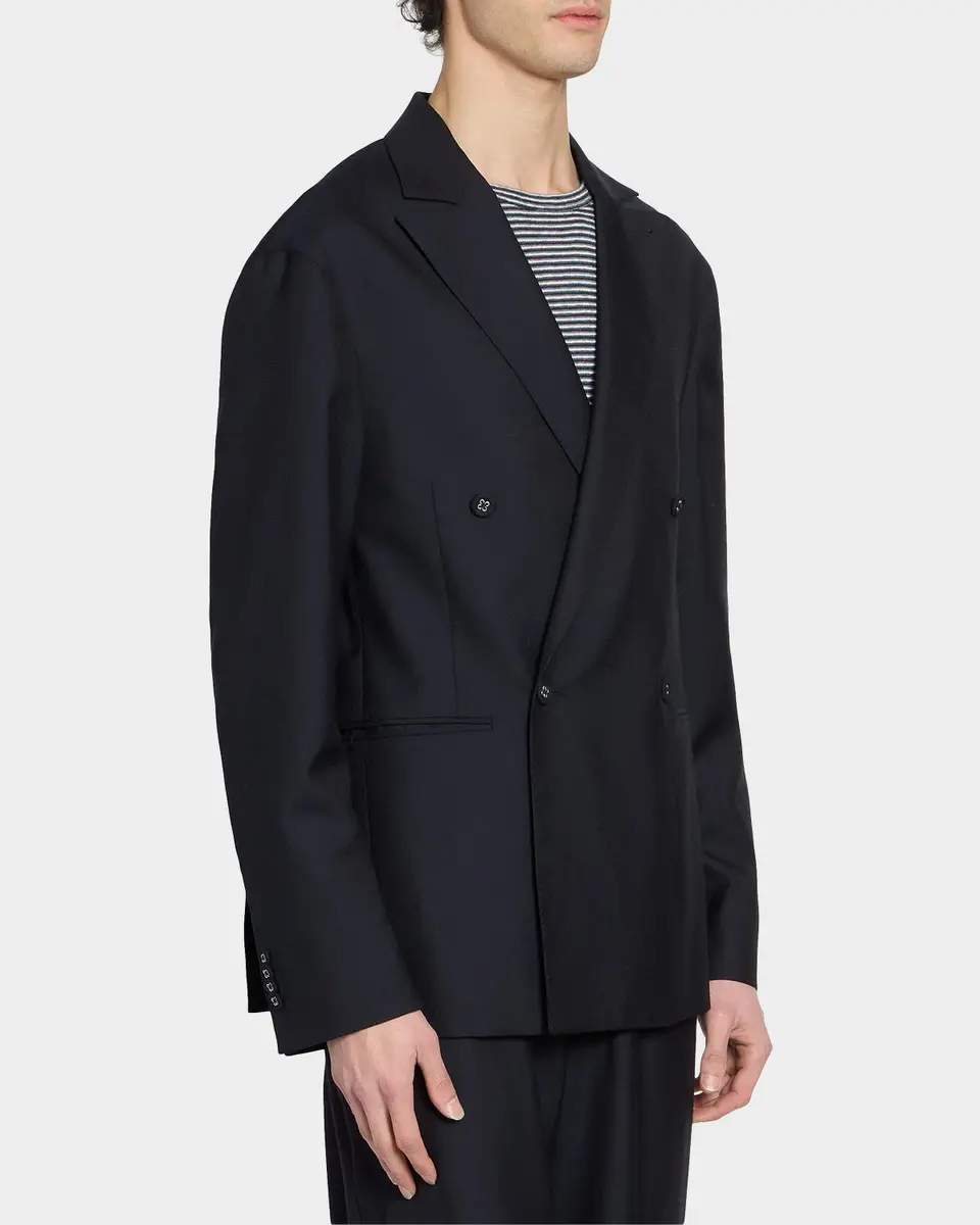 OFFICINE GÉNÉRALE Men's Merrick Wool-Cashmere-Silk Double-Breasted Blazer | Thumbnail 6 OFFICINE GÉNÉRALE Men's Merrick Wool-Cashmere-Silk Double-Breasted Blazer | Thumbnail 6